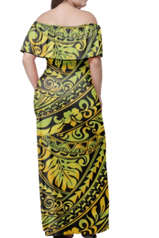 Lotus leaf off shoulder plus size dress