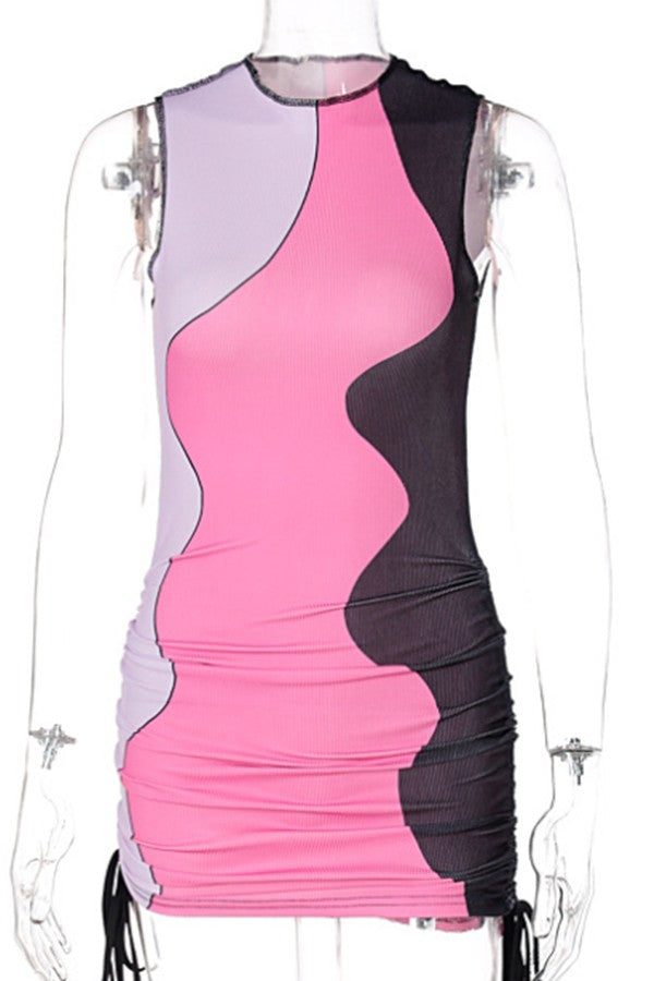 stitching print dress