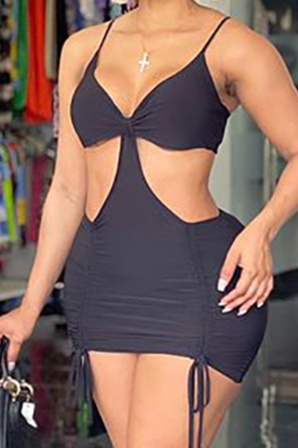 sling solid  fold dress