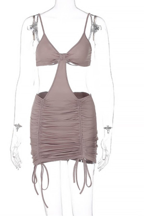 sling solid  fold dress