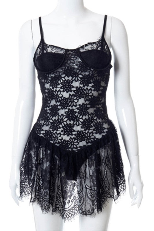 lace sling halter hollow sexy dress