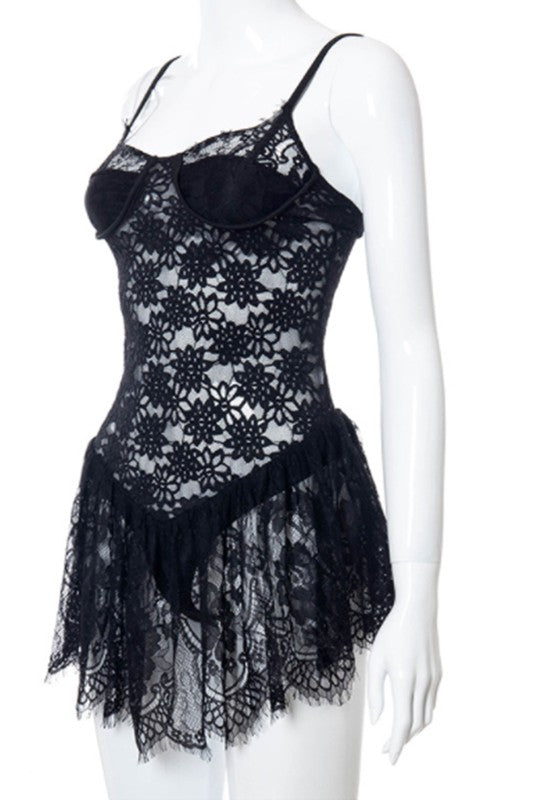 lace sling halter hollow sexy dress