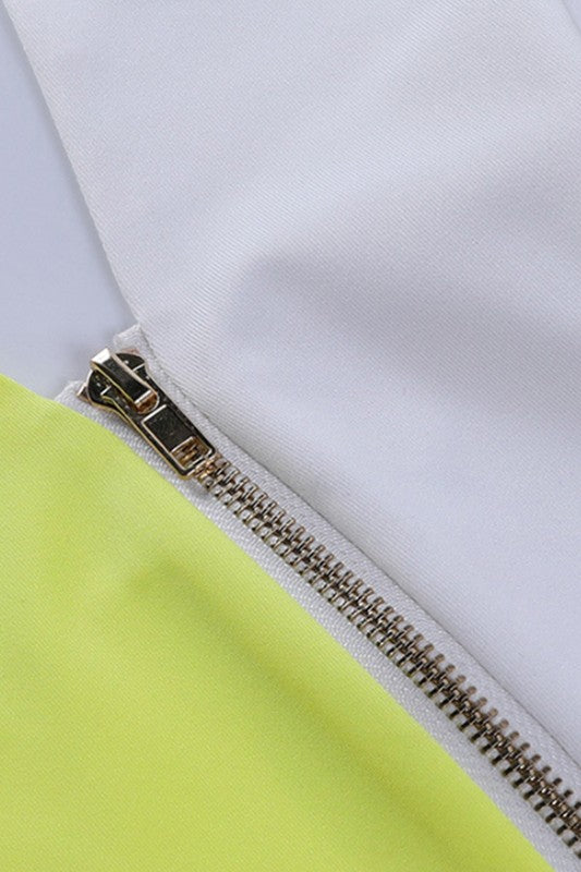 stitching hanging neck zipper top