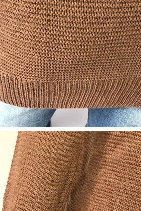 V neck unilateral split long sleeved pullover top