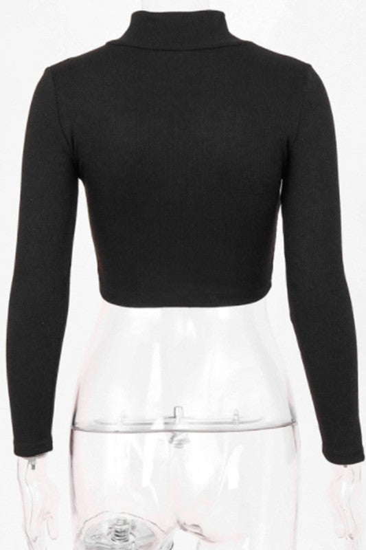 zipper long sleeved Top