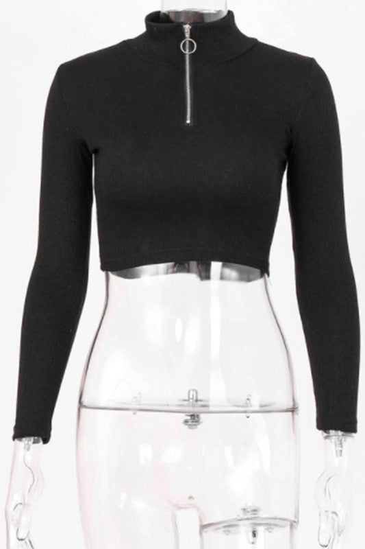 zipper long sleeved Top