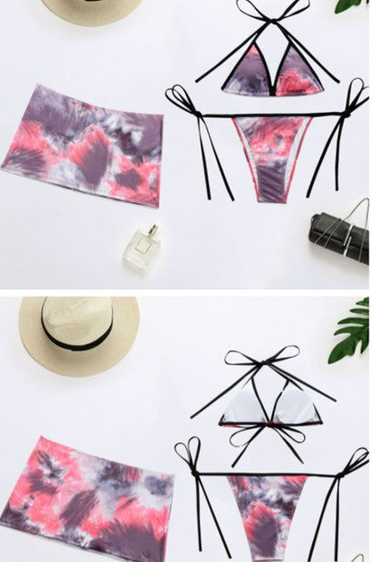 tie dye  three piece swimsuit