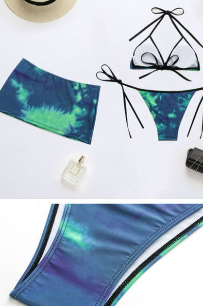 tie dye  three piece swimsuit