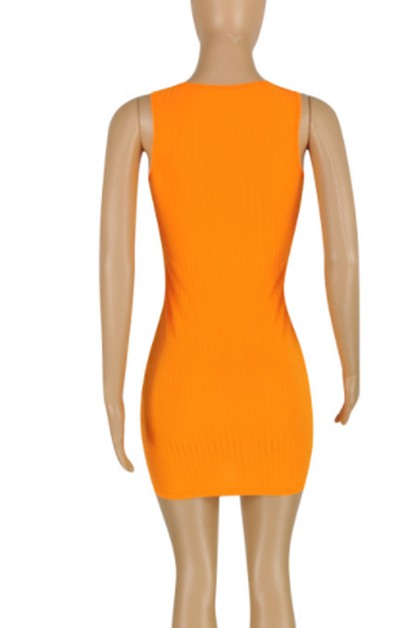 hole solid color sexy dress