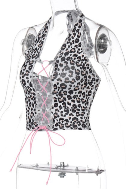 tether hanging neck strapless top