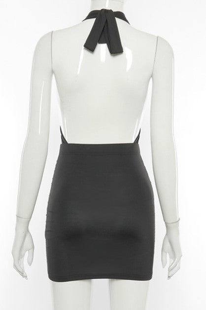 halter neck hollow sleeveless dress