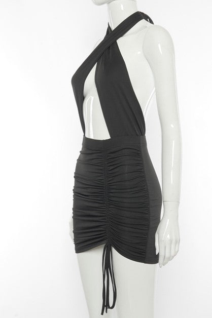 halter neck hollow sleeveless dress