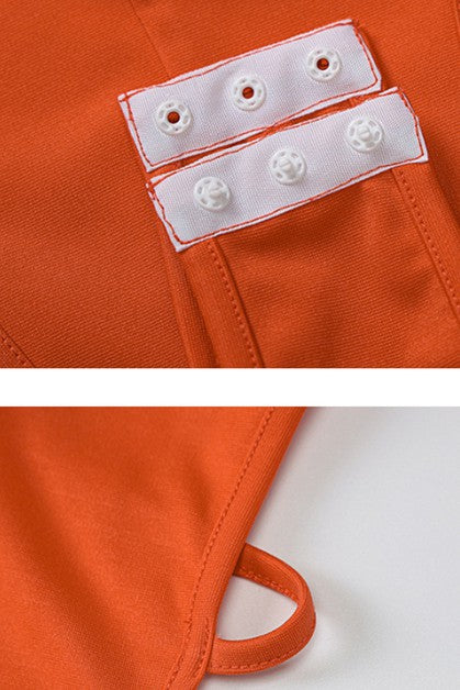 breasted POLO collar bodysuit