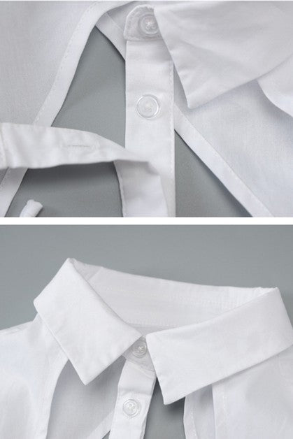 POLO collar tie rope long sleeved top