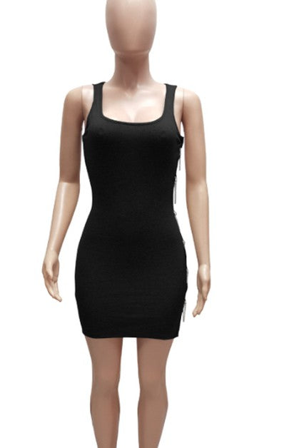 ribbed metal butterfly chain sexy dress