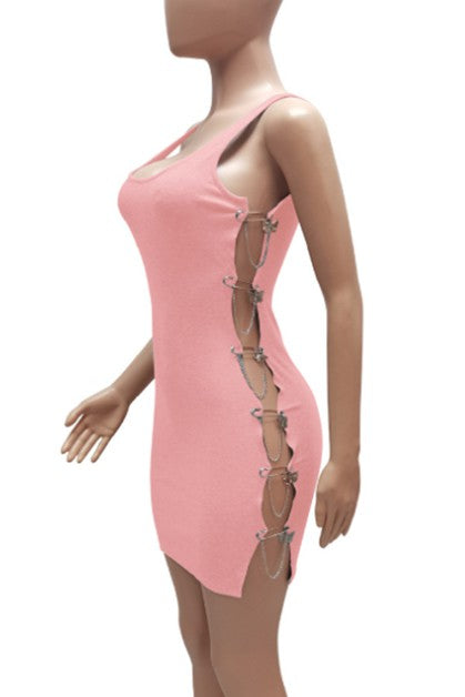 ribbed metal butterfly chain sexy dress
