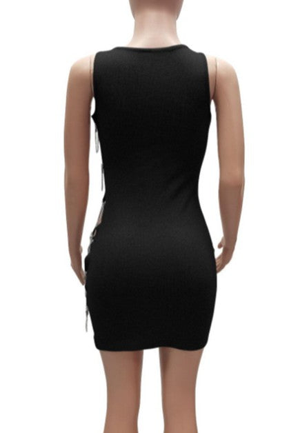 ribbed metal butterfly chain sexy dress