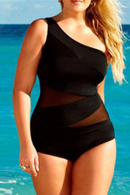 sexy one shoulder one piece plus swimsuit