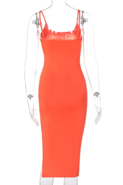 sling halter back split dress