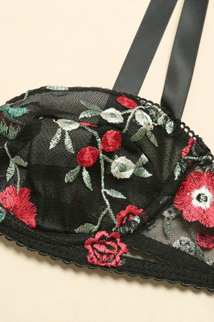 see-through lace mesh embroidery set