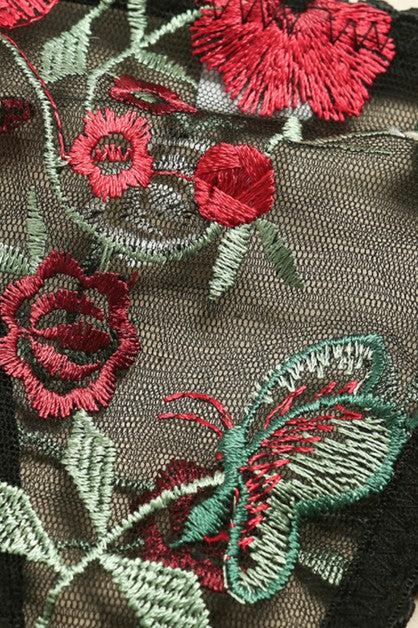 see-through lace mesh embroidery set