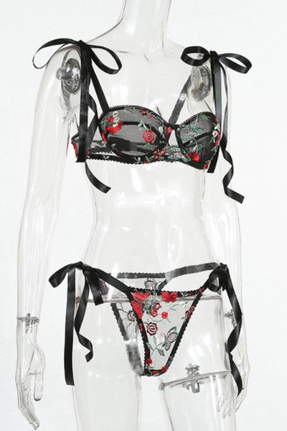 see-through lace mesh embroidery set