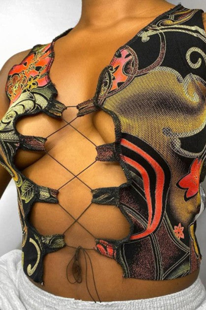 bandage hollow sexy slim top