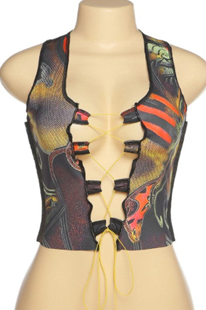 bandage hollow sexy slim top