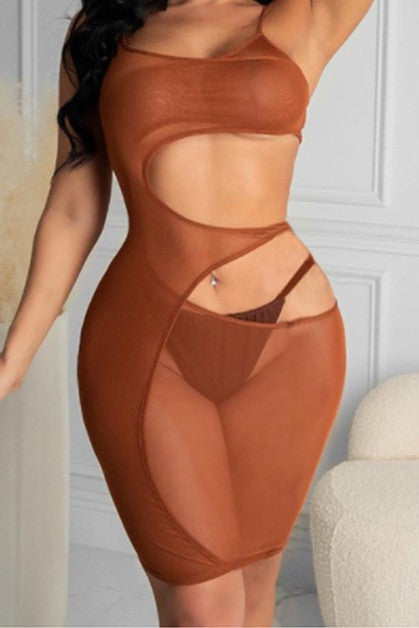 hollow irregular mesh dress