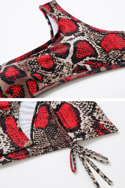 snake print  skirt swimsuit