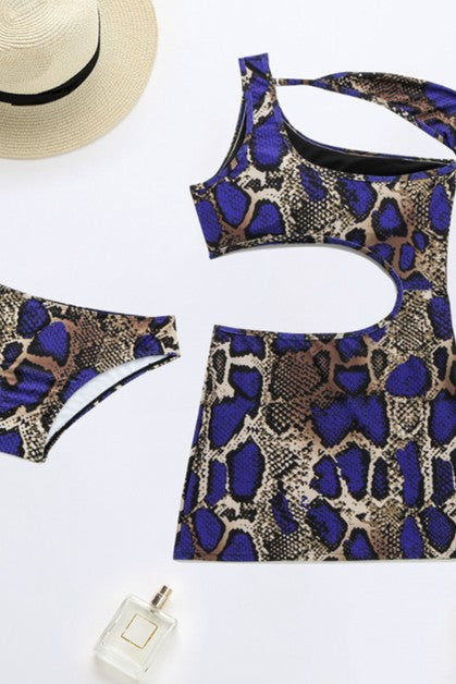 snake print  skirt swimsuit