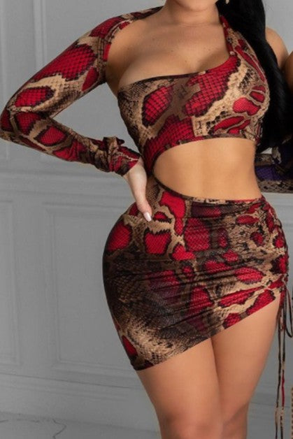 snake print  skirt swimsuit