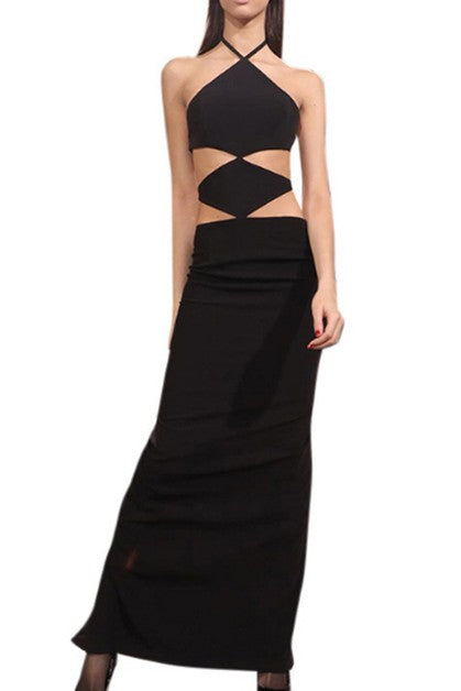 hanging neck hollow design  sexy dress