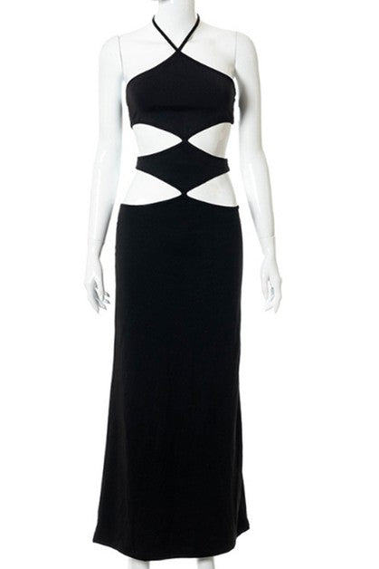 hanging neck hollow design  sexy dress