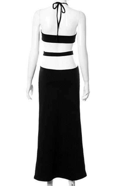 hanging neck hollow design  sexy dress