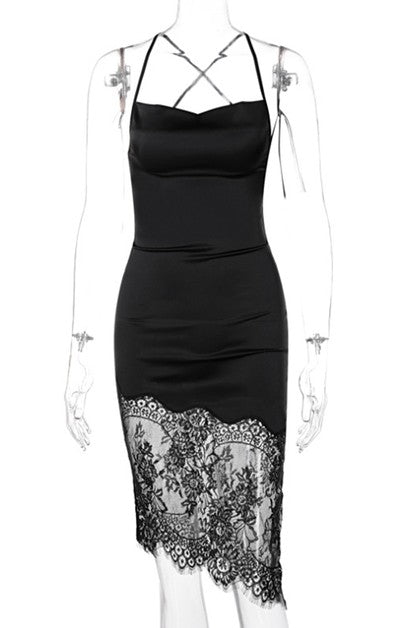 lace backless temperament dress
