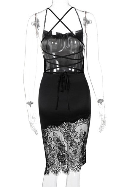 lace backless temperament dress