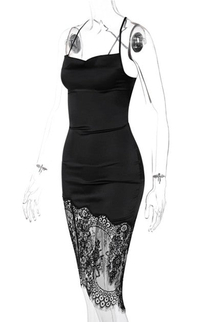 lace backless temperament dress