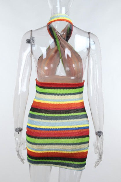 sexy halter cross hanging neck dress