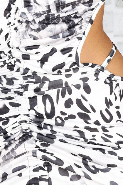 sexy backless halter neck printed dress