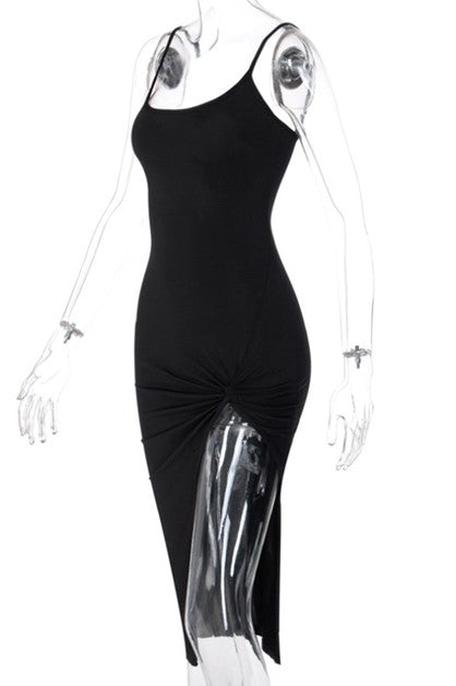 sling halter back split dress