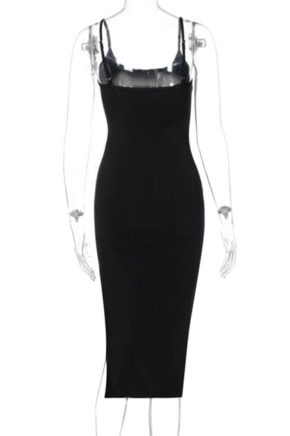 sling halter back split dress