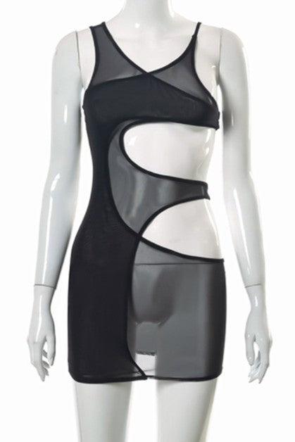 hollow irregular mesh dress