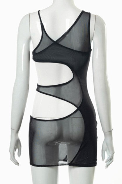 hollow irregular mesh dress