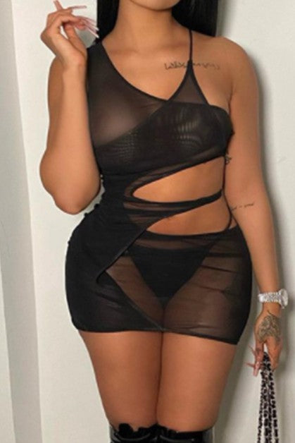 hollow irregular mesh dress