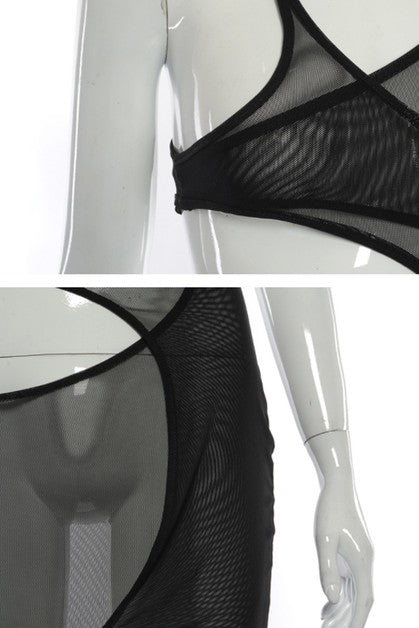 hollow irregular mesh dress