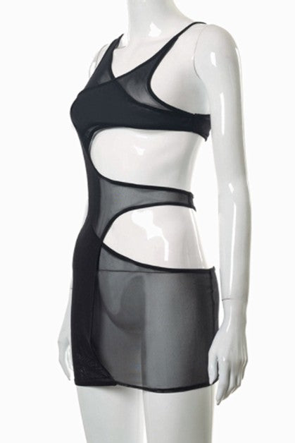 hollow irregular mesh dress