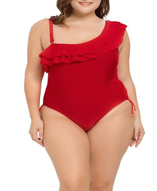 one-shoulder plus size ladies swims