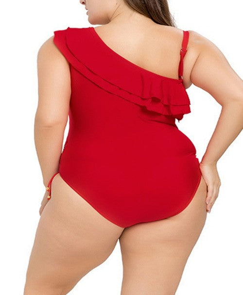 one-shoulder plus size ladies swims