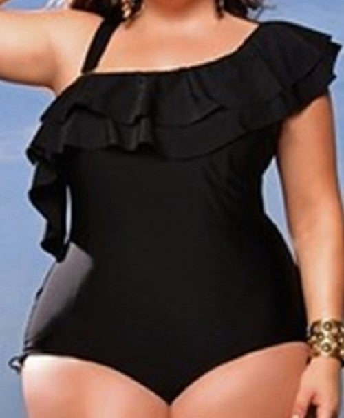 one-shoulder plus size ladies swims